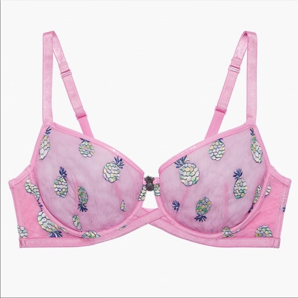 Savage Fenty Rihanna Tutti Fruity Embroidered
Tulle Unlined Bra Pink AF 32DD